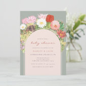 Groene Boho Arch Cactus Bloom Desert Baby shower Kaart (Staand voorkant)
