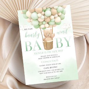Groene Boho Beer Baby Shower Kaart