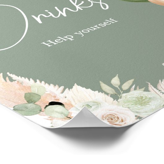 Groene Boho Beer ballon Baby shower Drinken Poster (Hoek)