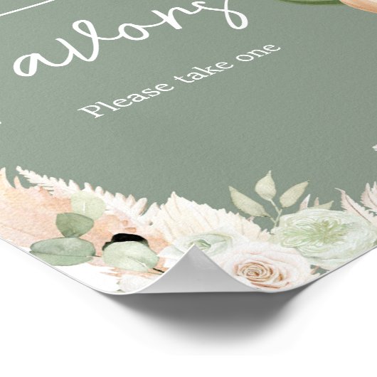 Groene Boho Beer ballon Baby shower gunsten Poster (Hoek)