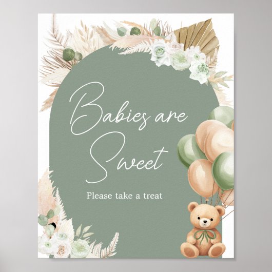 Groene Boho Beer ballon baby's zijn lief Poster (Voorkant)