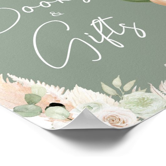 Groene Boho Beer Ballonboeken en geschenken Poster (Hoek)