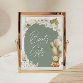 Groene Boho Beer Ballonboeken en geschenken Poster