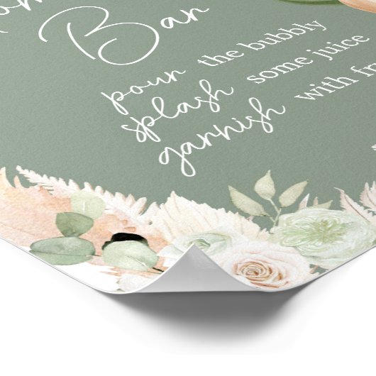 Groene Boho Beer Balloon Baby shower Moeder Osa Ba Poster (Hoek)