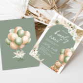 Groene Boho Beren ballon Baby shower Kaart