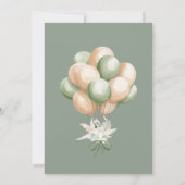 Groene Boho Beren ballon Baby shower Kaart (Achterkant)