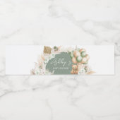 Groene Boho Beren ballon Baby shower Waterfles Etiket (Enkel label)