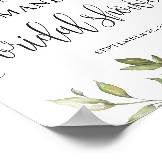 Groene boho blad bruiloft feest welkom bord poster (Hoek)