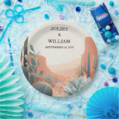 Groene Boho blad woestijn cactussen succulent brui Papieren Bordje (Feest)