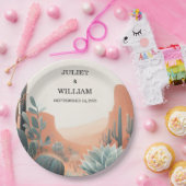 Groene Boho blad woestijn cactussen succulent brui Papieren Bordje (Feest)