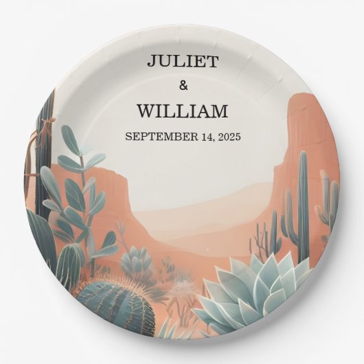 Groene Boho blad woestijn cactussen succulent brui Papieren Bordje (Voorkant)