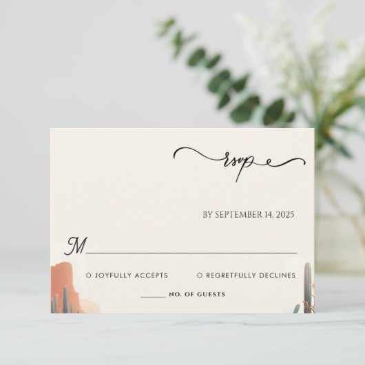 Groene Boho blad woestijn cactussen succulent brui RSVP Kaartje (Staand voorkant)