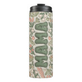 Groene Boho Bloemen 3d Opgeblazen Mama Thermosbeker (Voorkant)