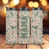 Groene Boho Bloemen 3d Opgeblazen Mama Thermosbeker