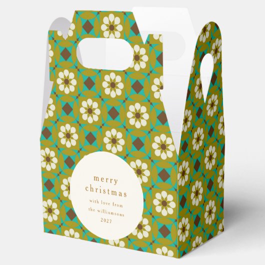  Groene Boho Bloemen Custom Vrolijk Kerstfeest Bedankdoosjes (Geopend)