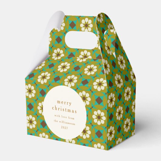  Groene Boho Bloemen Custom Vrolijk Kerstfeest Bedankdoosjes (Voorkant Zijde)