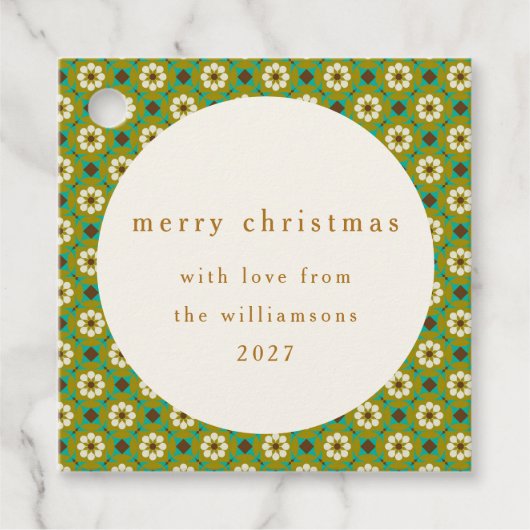  Groene Boho Bloemen Custom Vrolijk Kerstfeest Bedankjes Labels (Voorkant)