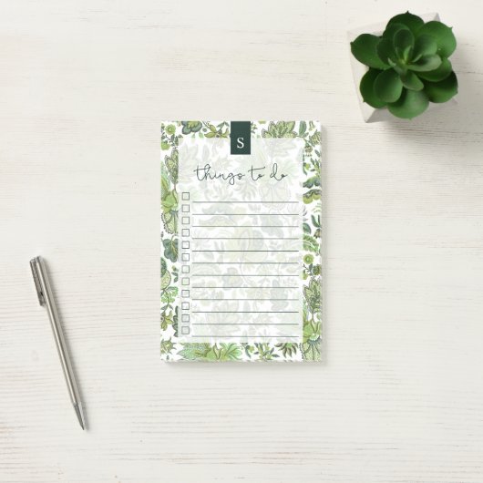 Groene Boho Bloemen Gelijnde To-Do lijst Post-it® Notes (Kantoor)