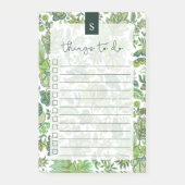 Groene Boho Bloemen Gelijnde To-Do lijst Post-it® Notes (Voorkant)