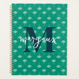 Groene Boho Bloemen Gepersonaliseerde Monogram Naa Planner