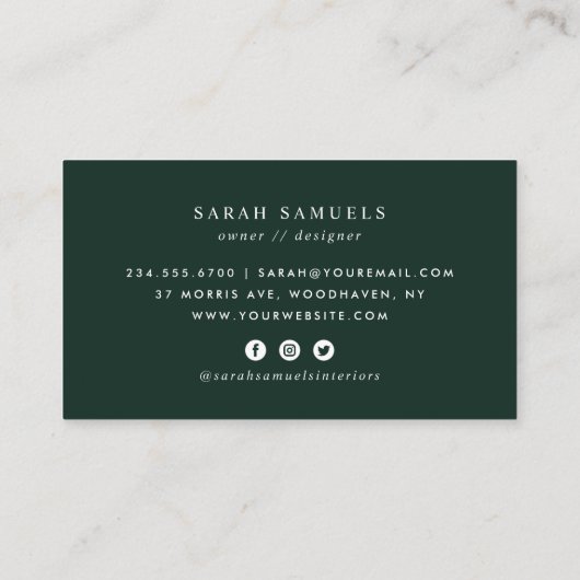 Groene Boho  Bloemen Visitekaartje (Achterkant)