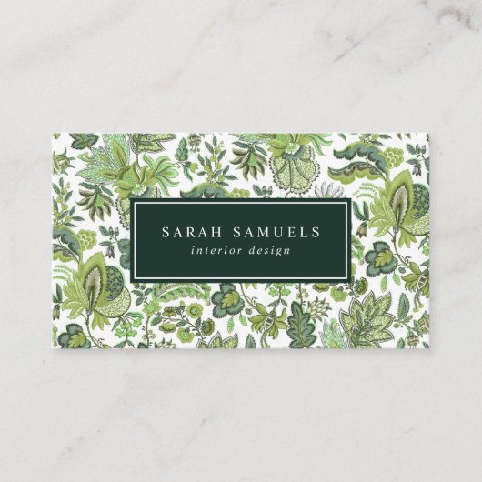 Groene Boho  Bloemen Visitekaartje (Voorkant)