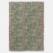 Groene Boho Bloemende Dekensjaal Deken (Voorkant Verticaal)