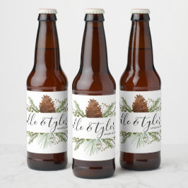 Groene Boho Bruiloft Bierfles Etiket
