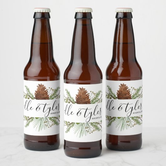 Groene Boho Bruiloft Bierfles Etiket (Flessen)