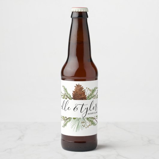 Groene Boho Bruiloft Bierfles Etiket (Voorkant)