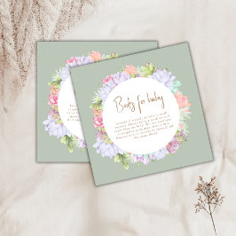 Groene Boho Cactus woestijnboeken voor Baby shower Informatiekaartje