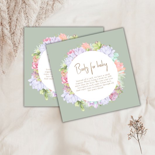 Groene Boho Cactus woestijnboeken voor Baby shower Informatiekaartje