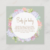 Groene Boho Cactus woestijnboeken voor Baby shower Informatiekaartje (Voorkant)