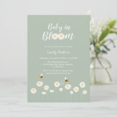 Groene Boho Daisy Bloemen Baby in Bloom Douche Kaart (Staand voorkant)
