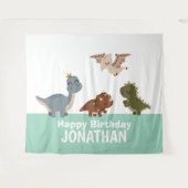 Groene Boho Dinosaur achtergrond Wandkleed (Voorkant (horizontaal))