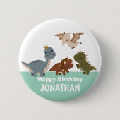 Groene Boho-dinosaurus Ronde Button 5,7 Cm (Voorkant)