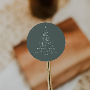 Groene Boho een heel prettige kerstenvelop Ronde Sticker