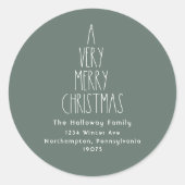 Groene Boho een heel prettige kerstenvelop Ronde Sticker (Voorkant)