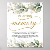 Groene boho eucalyptus 'in loving memory' bord poster (Voorkant)