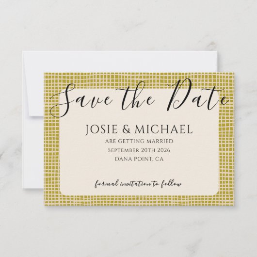 Groene Boho foto Platte Save The Date Kaart (Voorkant)