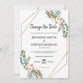 Groene Boho Gliter Frame Wijzig de Datum Kaart (Voorkant)