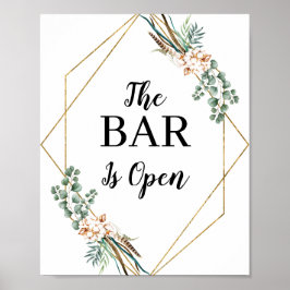 Groene Boho Glitter Lijst Open Bar Menu Bord Poster