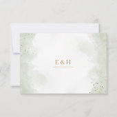 Groene boho gouden geometrische trouwdetails RSVP kaartje (Achterkant)