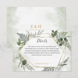 Groene boho gouden geometrische trouwdetails RSVP kaartje
