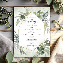 Groene boho gouden geometrische waterverf bruiloft kaart