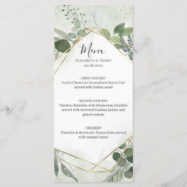 Groene boho gouden geometrische waterverf bruiloft menu