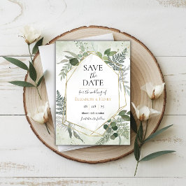 Groene boho gouden geometrische waterverf save dat kaart