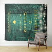 Groene Boho Houten Slingerlichten Fotostudio Achte Wandkleed (In Situ (horizontaal))