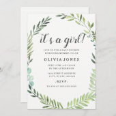 Groene Boho Krans Baby shower Uitnodiging (Voorkant / Achterkant)