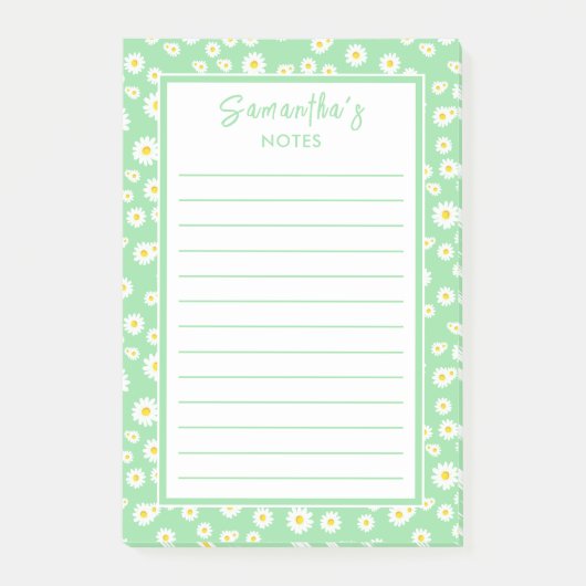 Groene Boho Lente Madeliefjes Post-it® Notes (Voorkant)